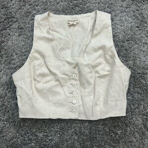 Cream Button-Up Women's Crop Top